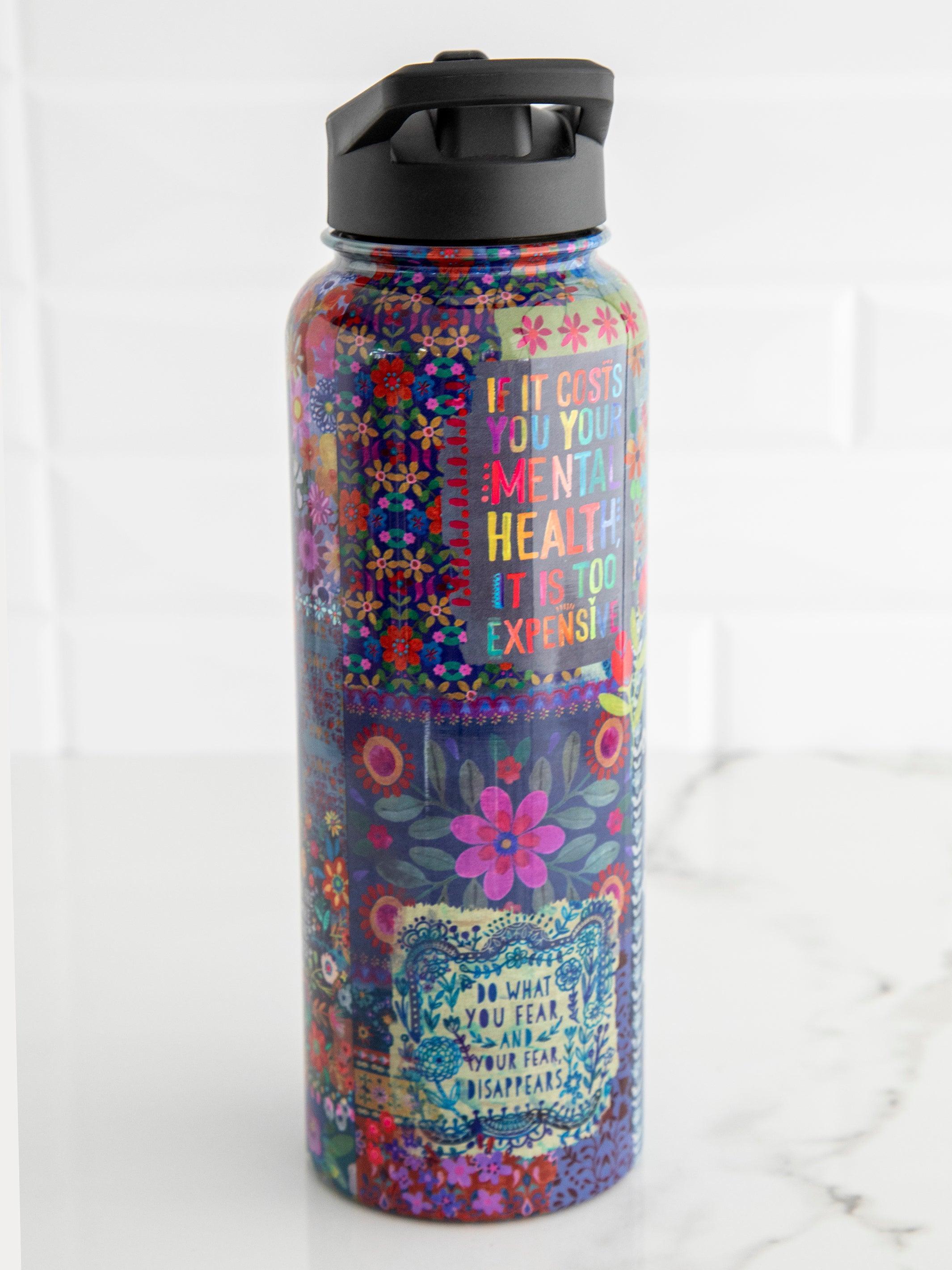 XL Stainless Steel Water Bottle - Fearless Patchwork Product Image