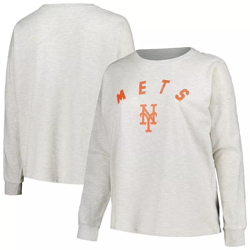 Womens Profile Oatmeal New York Mets Plus Size French Terry Pullover Sweatshirt Product Image