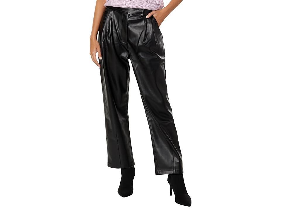 Womens Faux Leather Pleated Trouser Pants Product Image