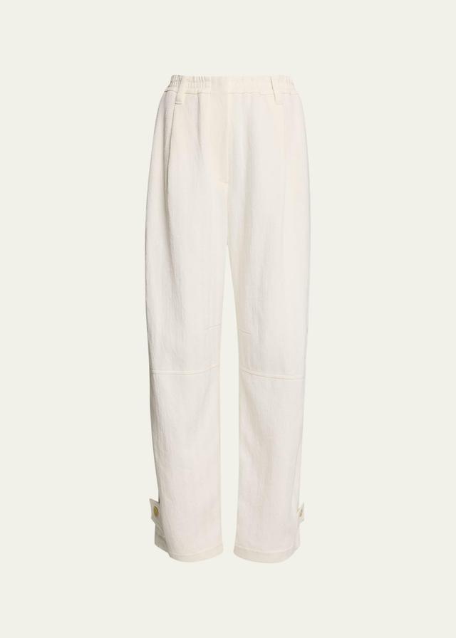 Womens Cotton And Linen Chevron Baggy Utility Trousers Product Image