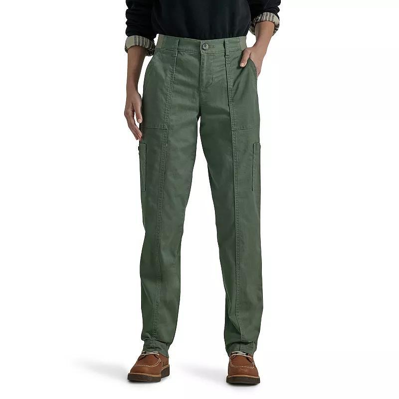 Petite Lee Ultra Lux Flex To Go Straight-Leg Utility Pants, Womens Green Grove Product Image