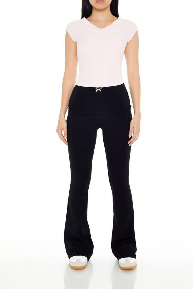 Ruched Flare Bow Leggings | Forever 21 Product Image