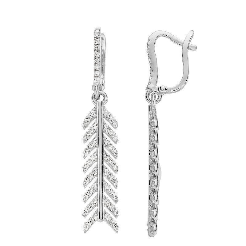 Ava Blue 14k White Gold 1/3 Carat T.W. Diamond Arrow Drop Earrings, Womens Product Image