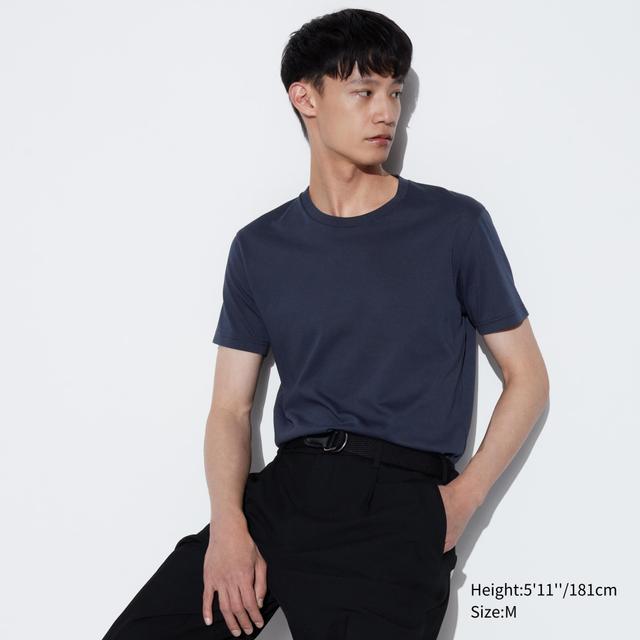 Mens Dry Color Crew Neck T-Shirt with Quick-Drying Navy XS UNIQLO US Product Image