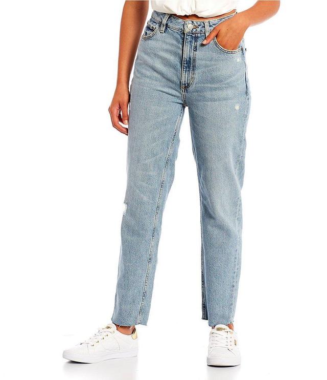 Guess High Rise Destructed Mom Jeans Product Image