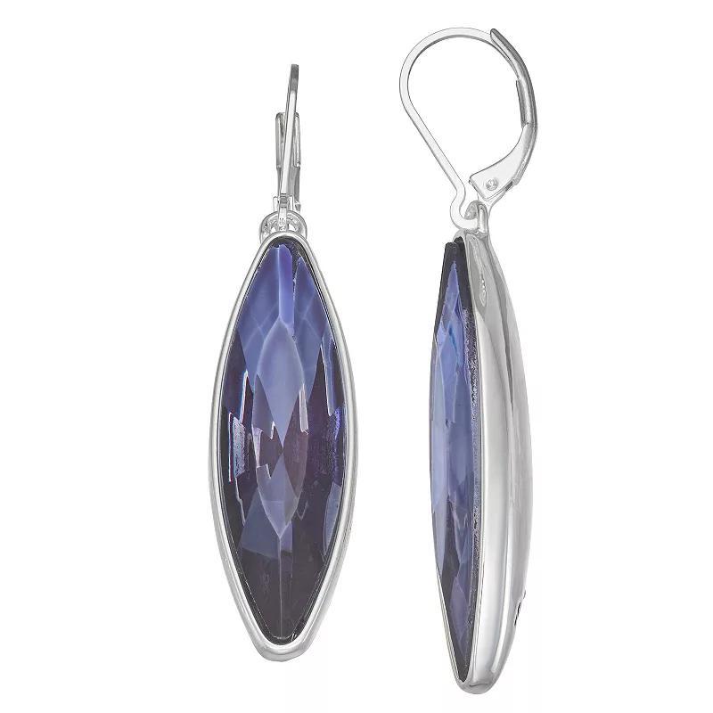 Nine West Silver Tone Marquise Stone Drop Earrings, Womens, Blue Product Image