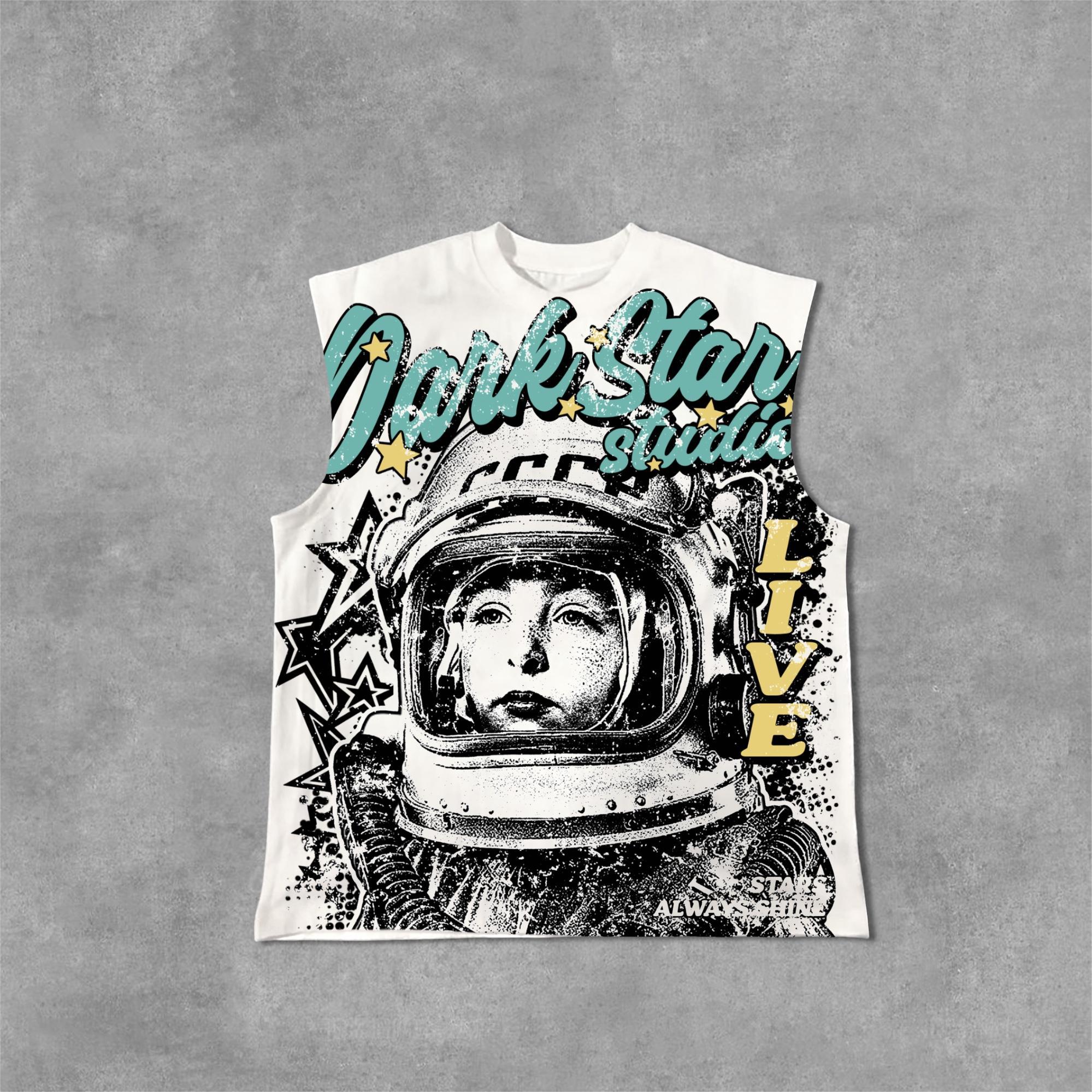 Darkstar - New Pattern Print Astronaut - Alive Graphics Cotton Tank Top Product Image