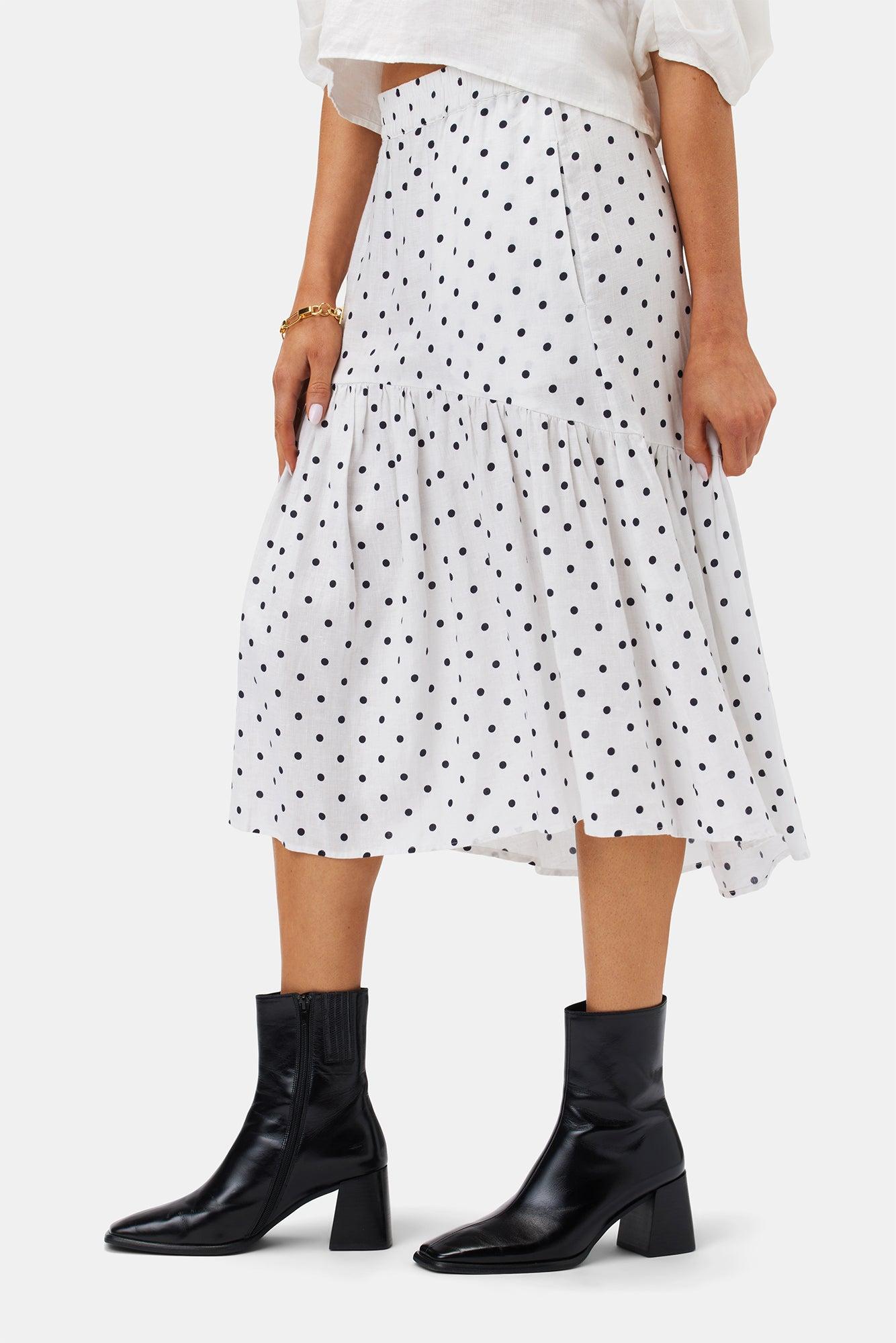 Lilly Pilly Lola Organic Linen Skirt - Polka Dots Product Image