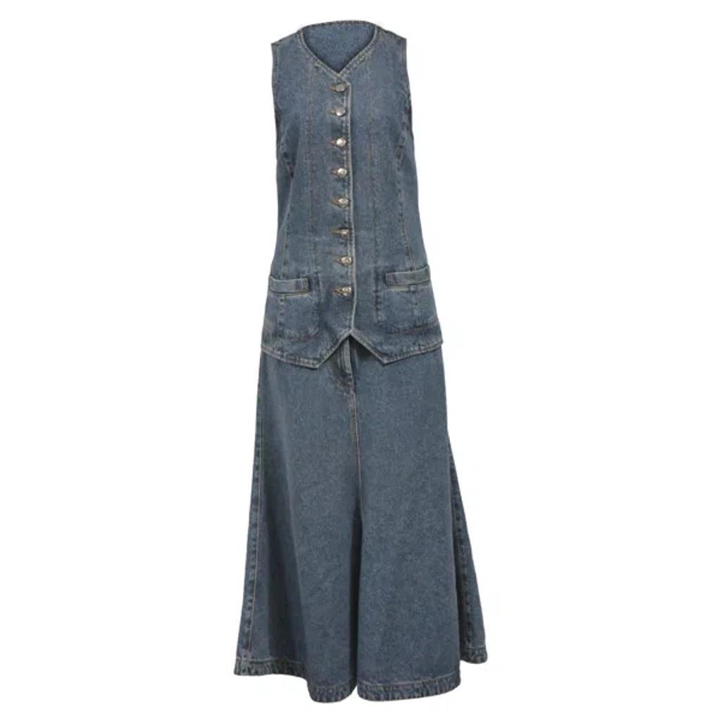 Denim Midi Dress In Blue Cotton product image