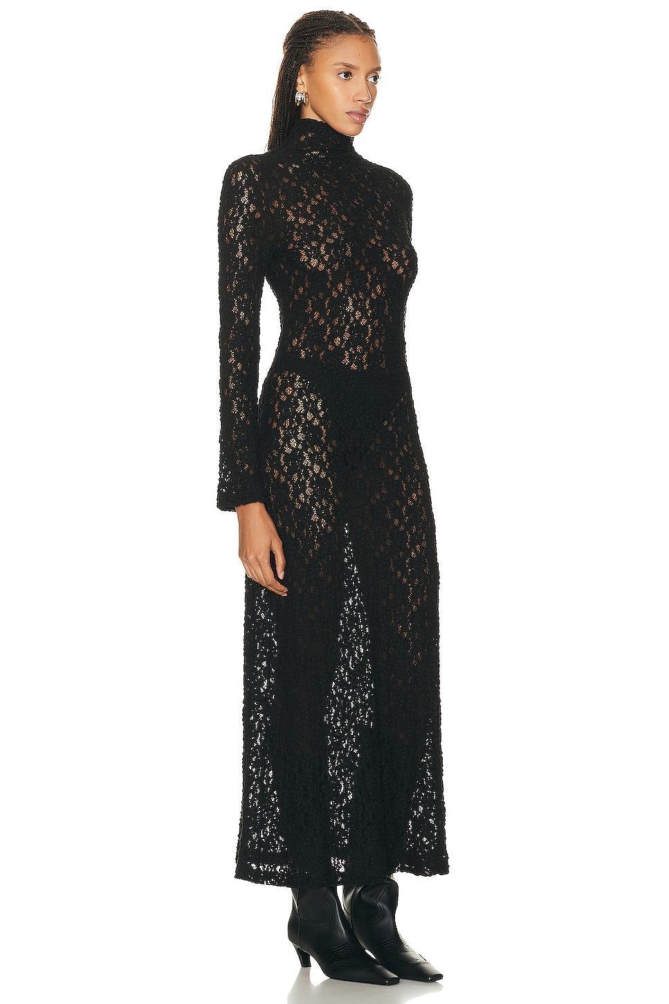 Chlo Long Sleeve Turtleneck Smocked Lace Maxi Dress Product Image