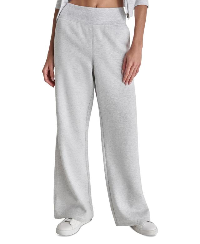 Dkny Sport Womens Embroidered-Logo Wide-Leg Fleece Sweatpants Product Image