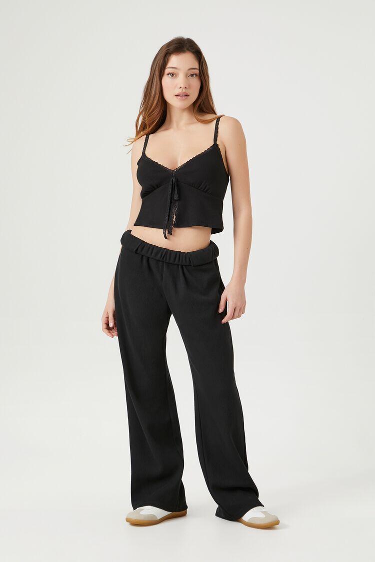 Cotton-Blend Straight-Leg Pants | Forever 21 Product Image