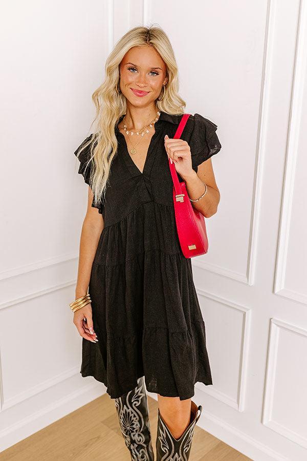 Newsworthy Style Linen-Blend Babydoll Dress In Black Product Image