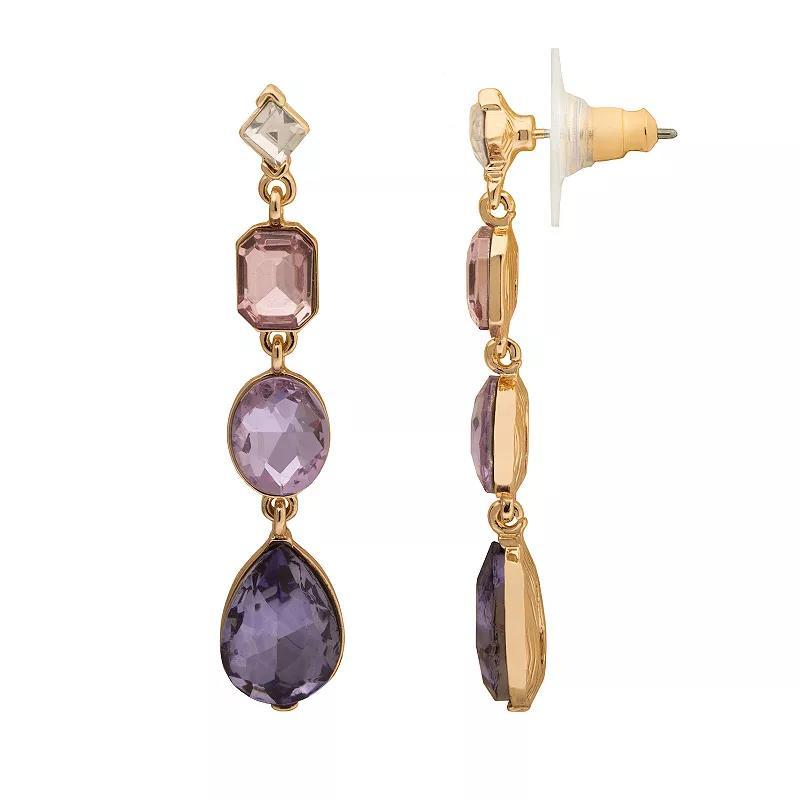 LC Lauren Conrad Crystal Tiered Linear Drop Earrings, Womens, Purple Product Image