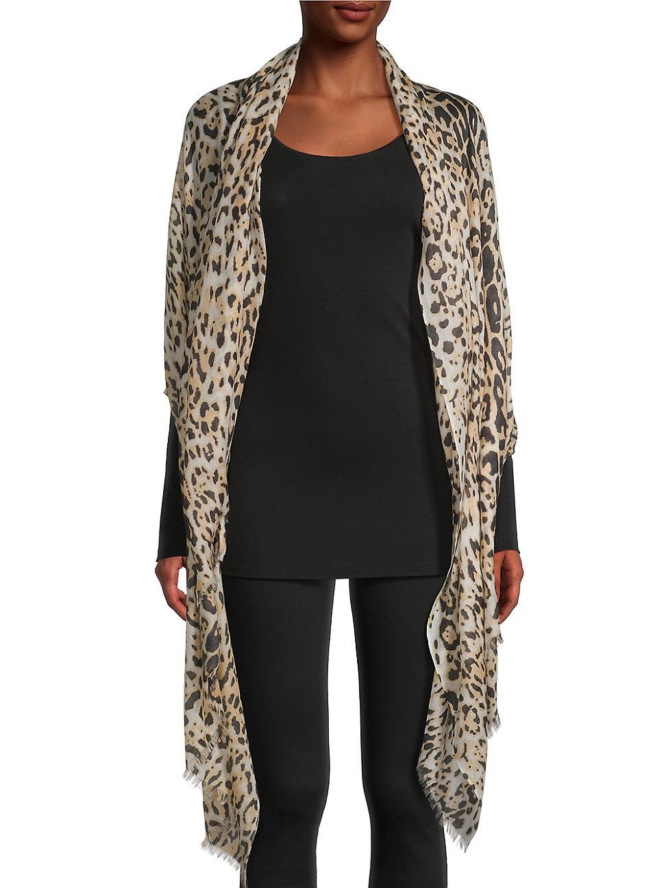 Womens Leopard Cashmere Scarf Product Image