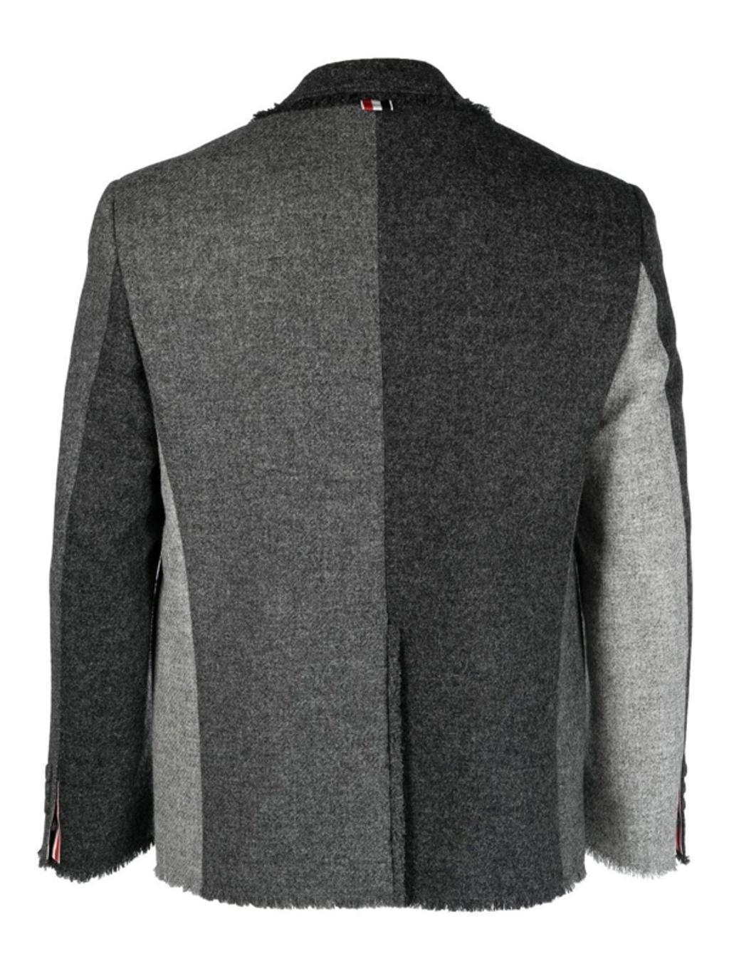 Panelled Single-breasted Suit Jacket In Grey Product Image