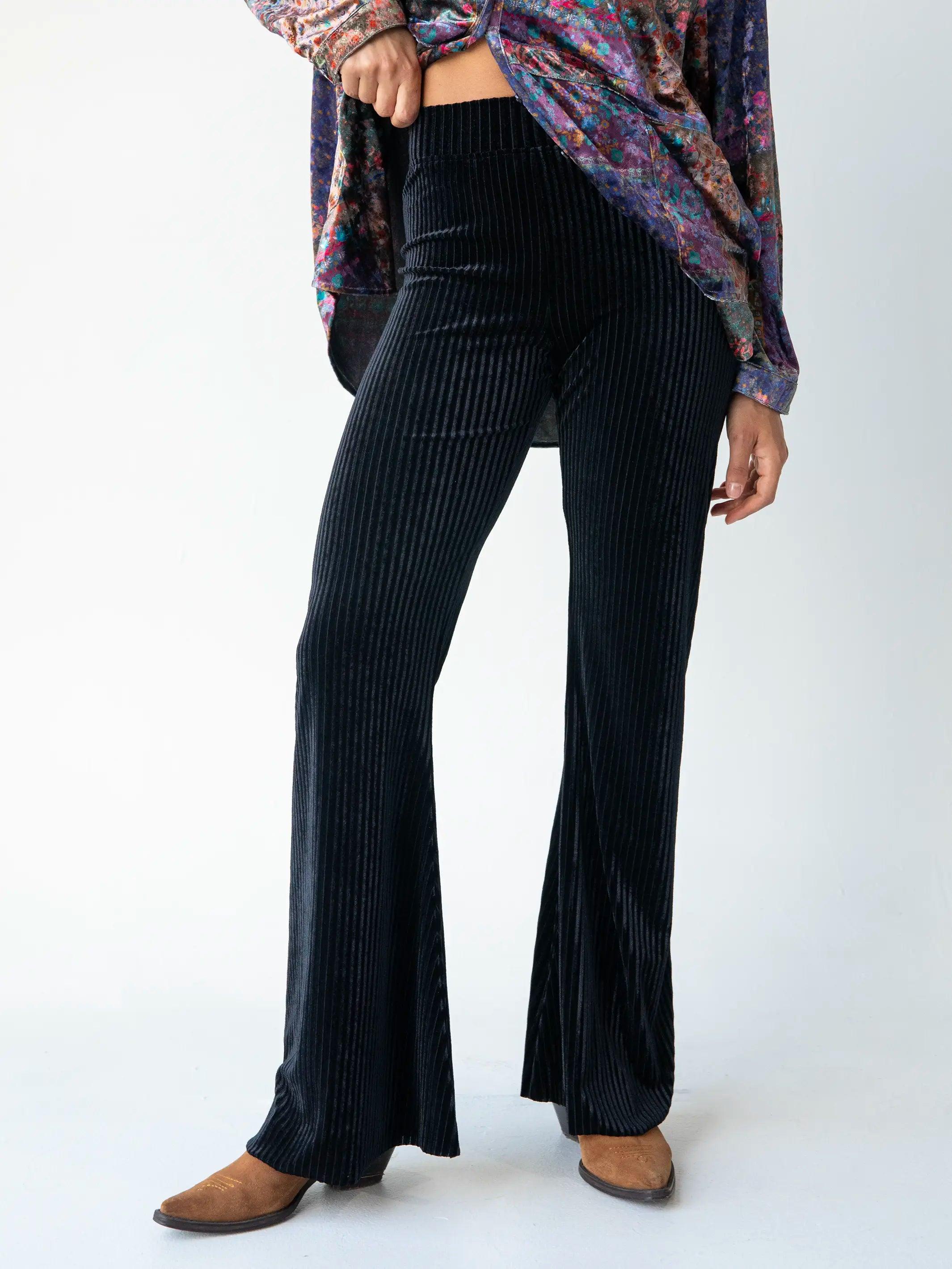 Cali Velvet Flare Pant - Black Product Image