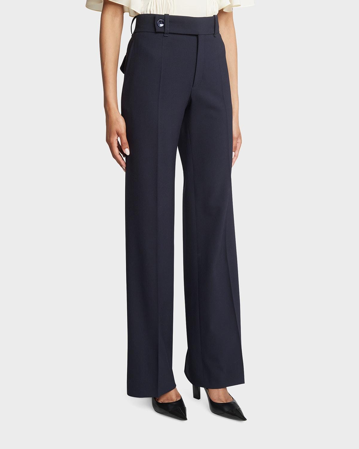 Wide-Leg Stretch Wool Trousers Product Image