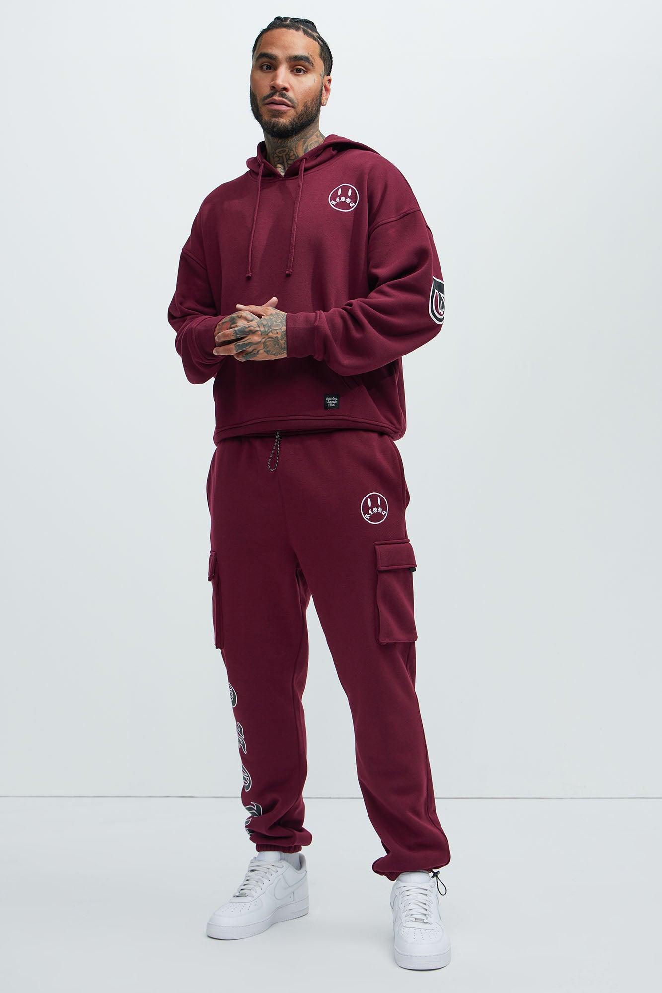 Never Alone Cargo Sweatpant - Burgundy Product Image