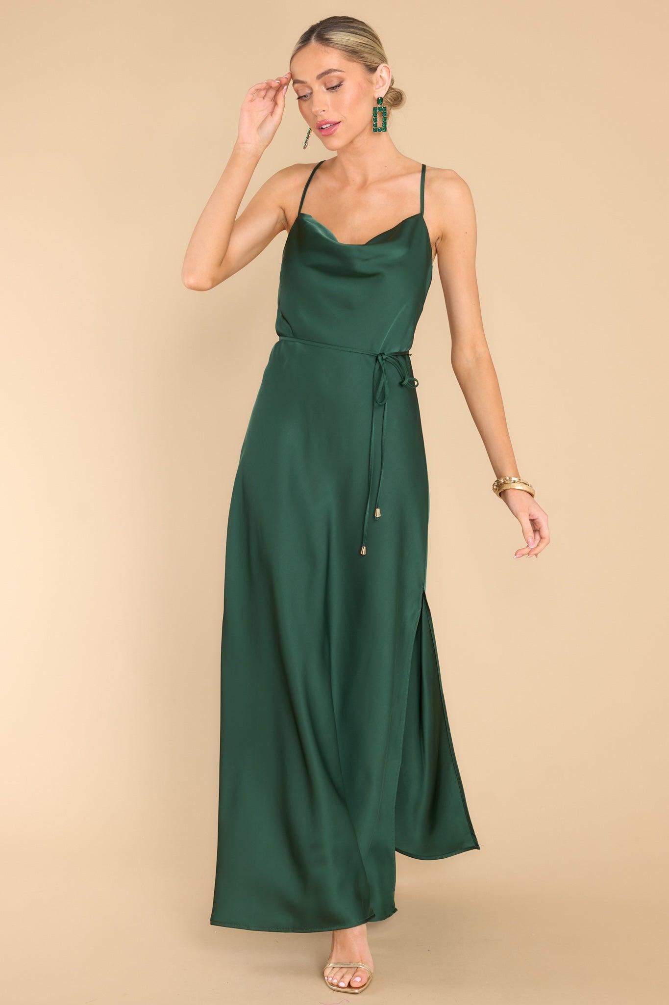 Gleaming Glam Emerald Maxi Dress Dark Green Product Image