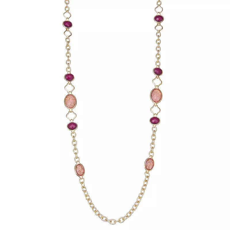 Napier Gold Tone Pink & Burgundy Stone Station Necklace, Womens, Red Product Image