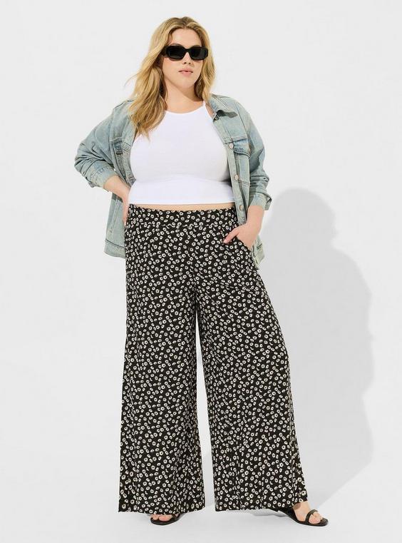 High-Rise Wide-Leg Pull On Challis Wide Leg Pant product image