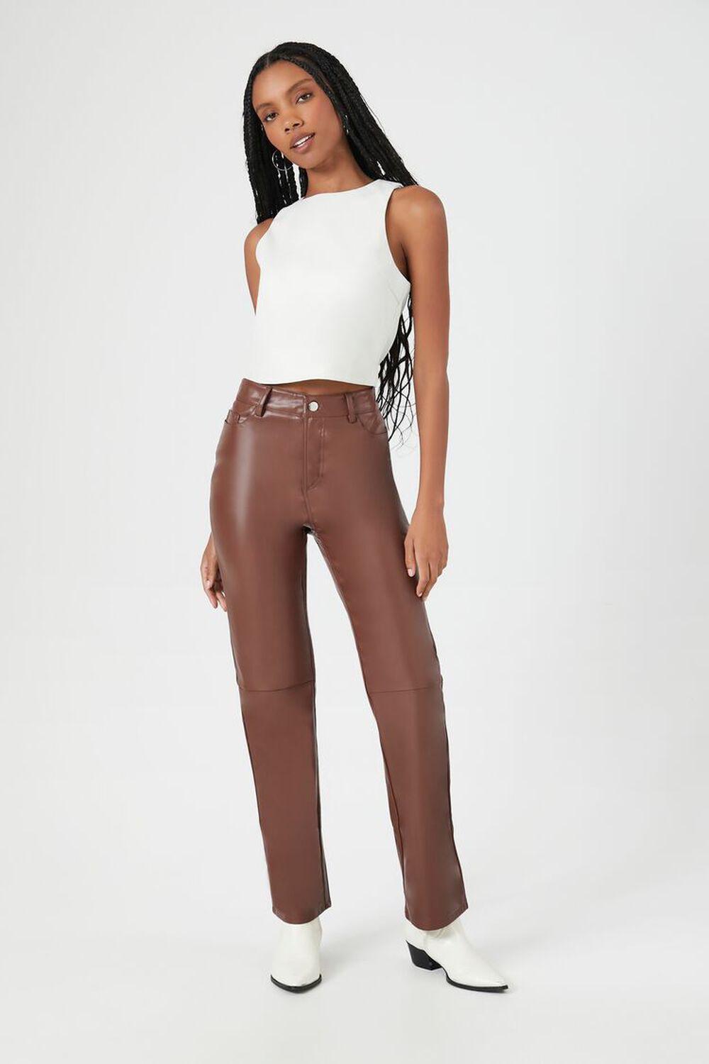 Faux Leather High-Rise Straight Pants | Forever 21 product image