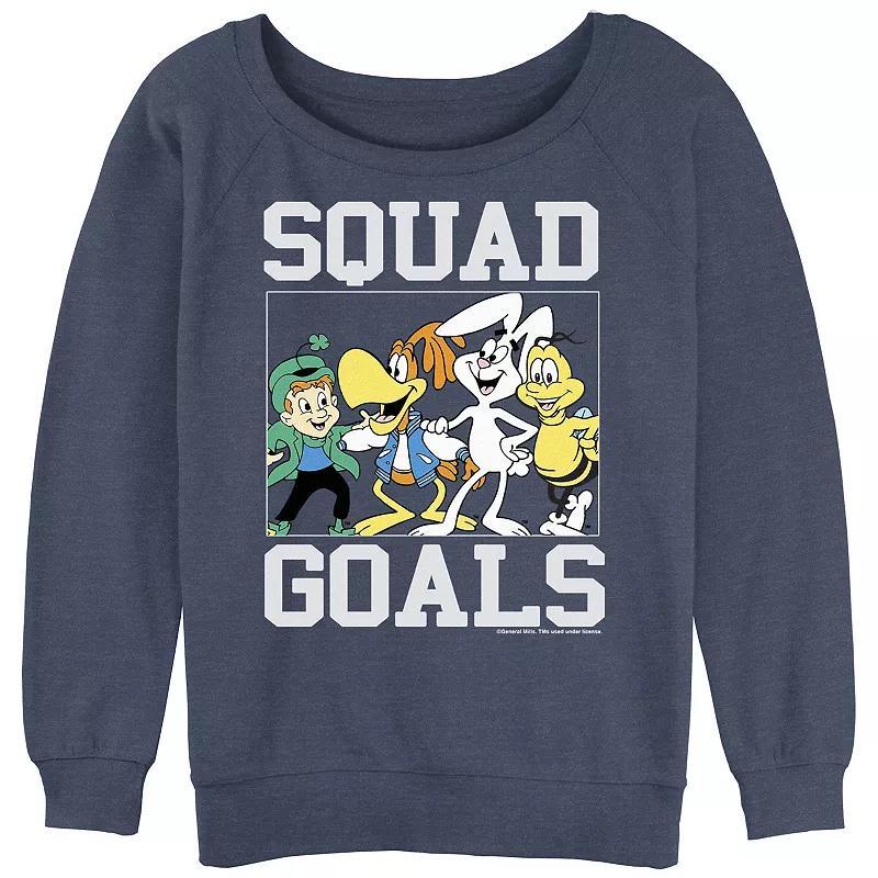 Juniors General Mills Squad Goals Slouchy Terry Graphic Pullover, Womens Blue Grey Product Image