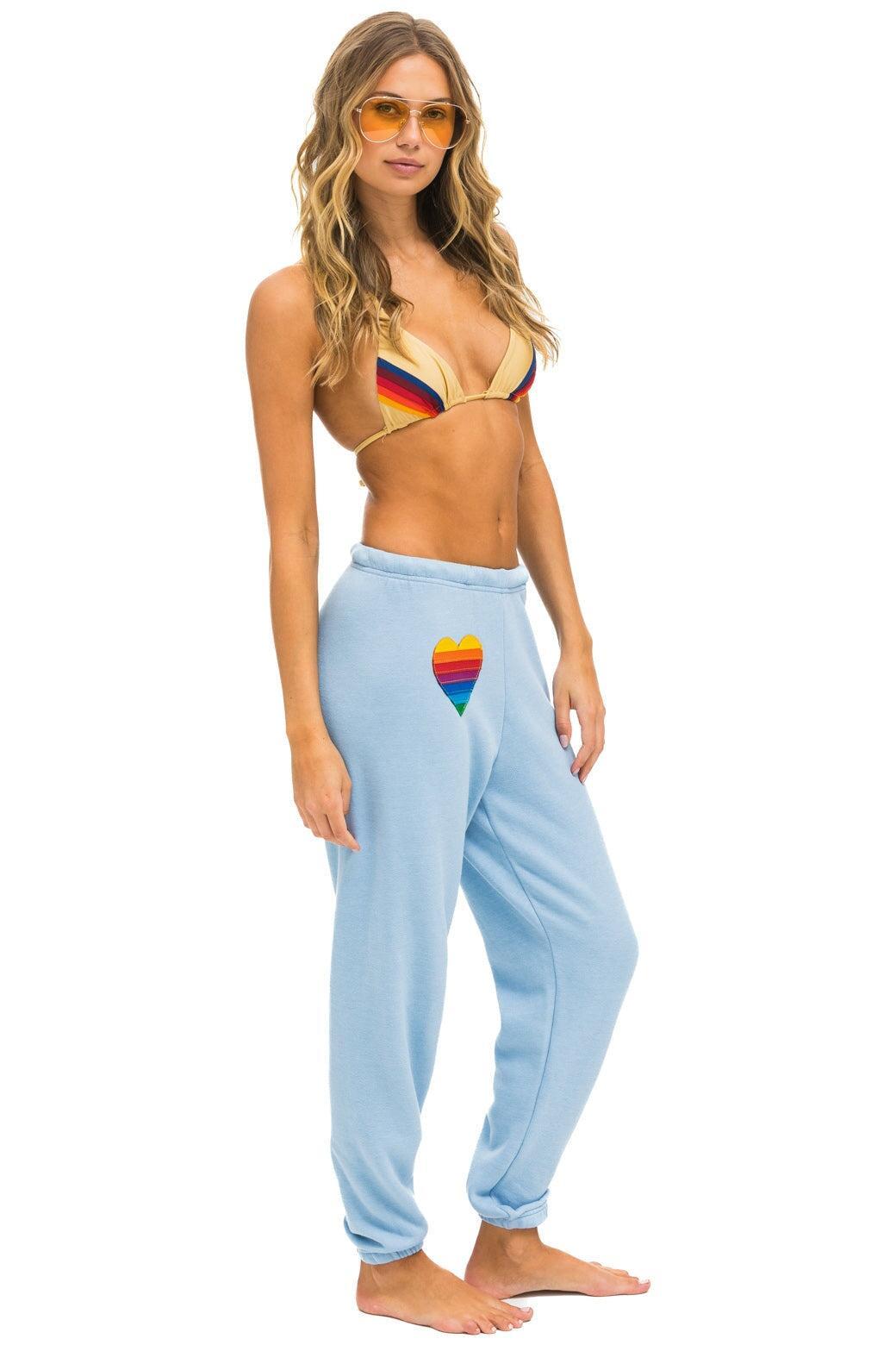 RAINBOW HEART STITCH SWEATPANTS - ICE Female Product Image