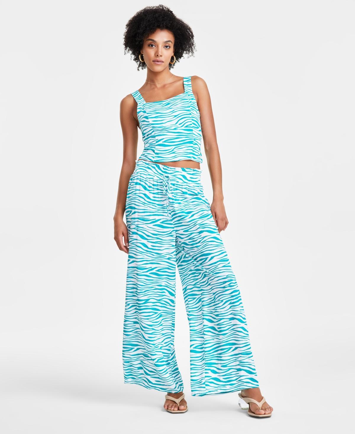 Bar Iii Womens Pleated Wide-Leg Smocked-Waist Pants, Created for Macys Product Image