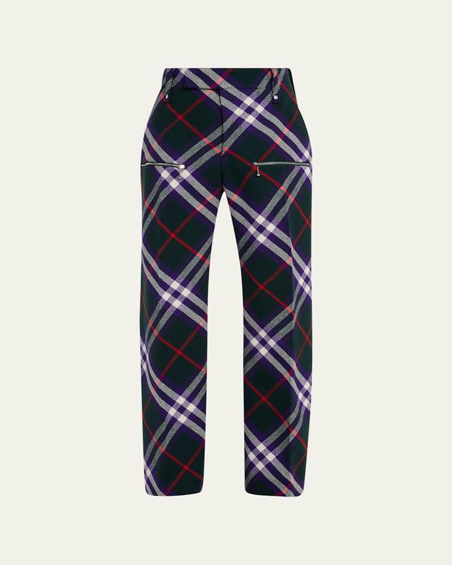 Mens Multi-Check Pants with Zippers Product Image