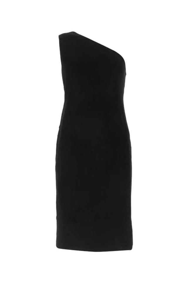 One-shoulder Stretch-knit Midi Dress In Black Product Image