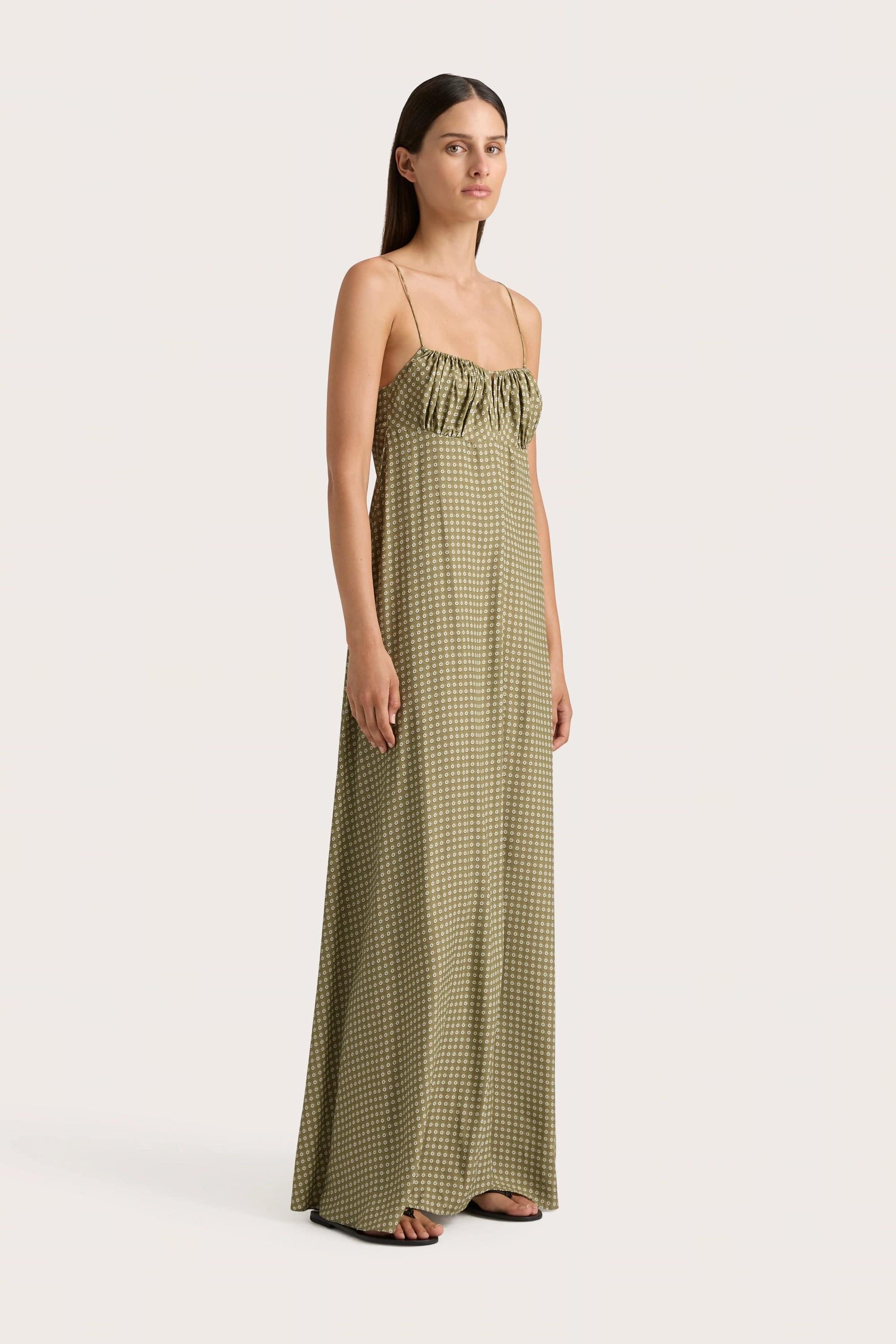 Anessa Maxi Dress Oliander Khaki Product Image