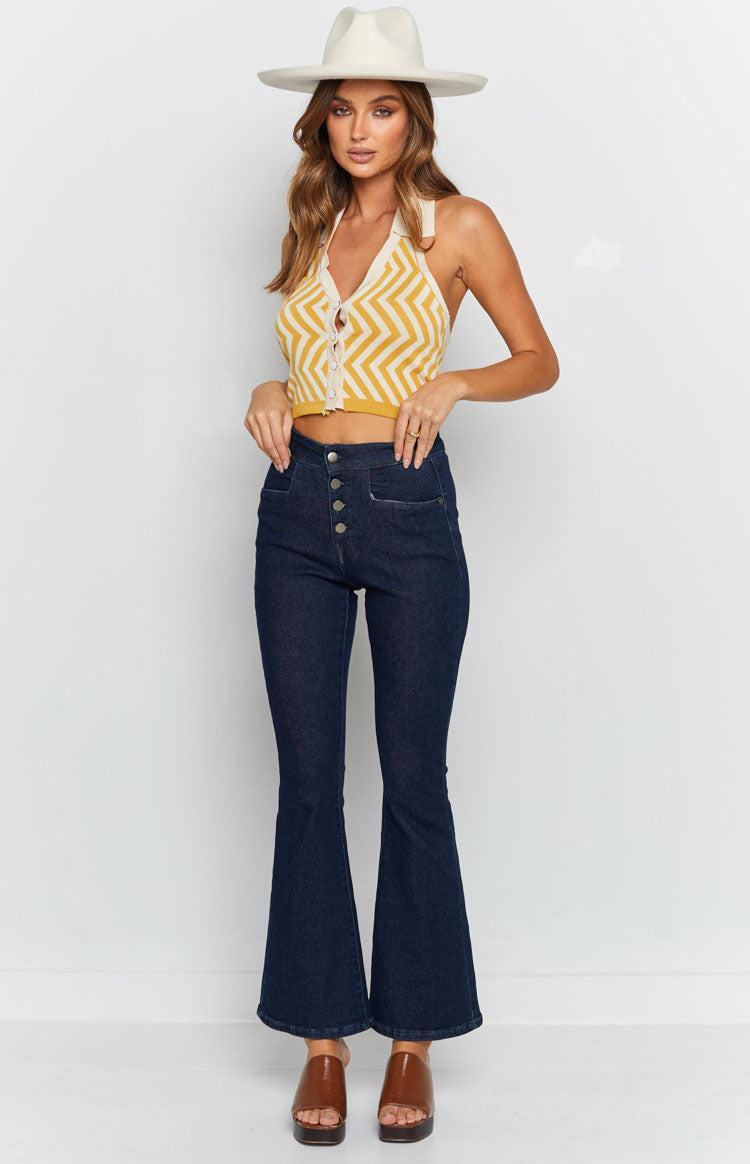 Suit Up Striped Crop Top Yellow Product Image