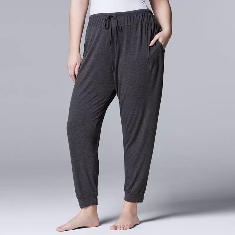 Plus Size Simply Vera Vera Wang Basic Luxury Banded Bottom Pajama Pants, Womens Grey Gray Product Image