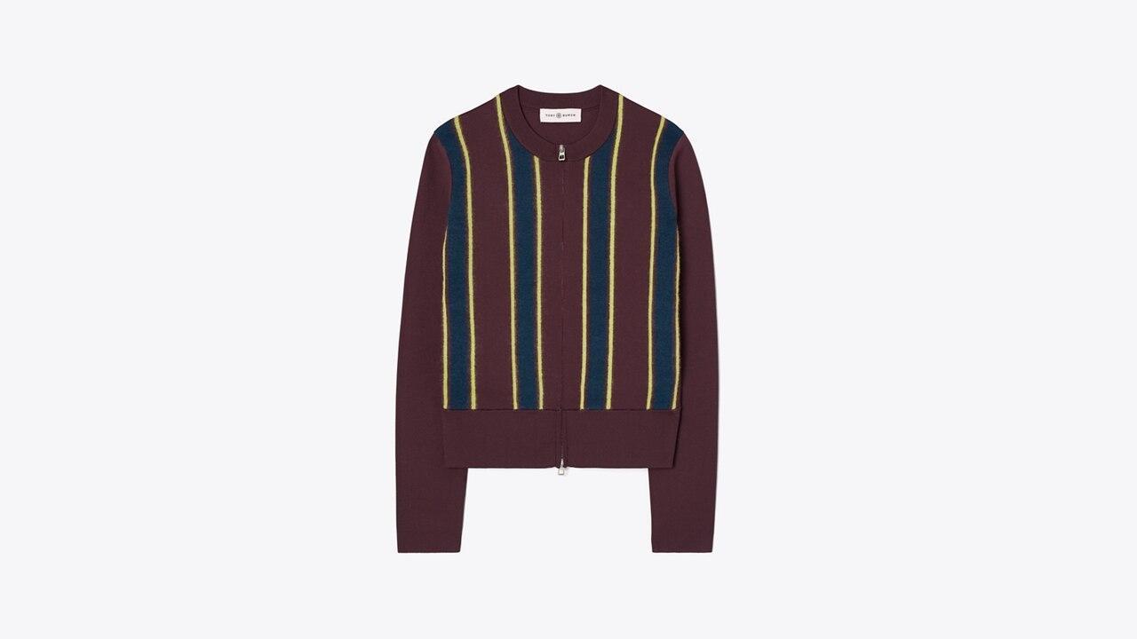 Striped Zip Front Cardigan Product Image