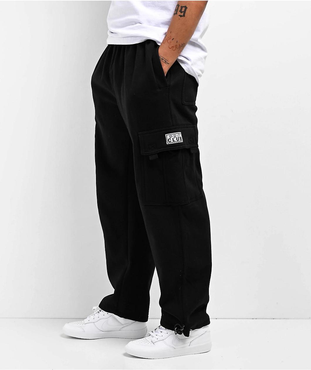 Pro Club Heavyweight Black Cargo Sweatpants Product Image