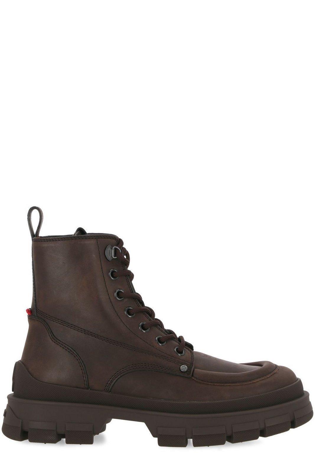 MONCLER 7.8cm Hevea Leather Ankle Boots In Brown Product Image