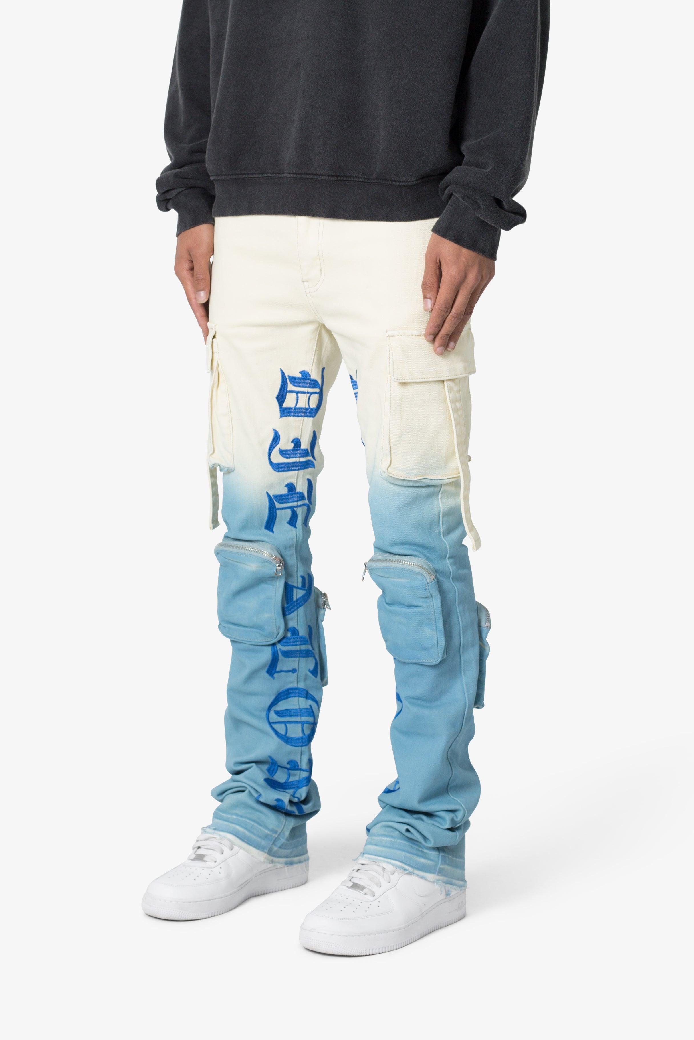 X634 Cargo Skinny Stacked Denim - Blue/White Product Image