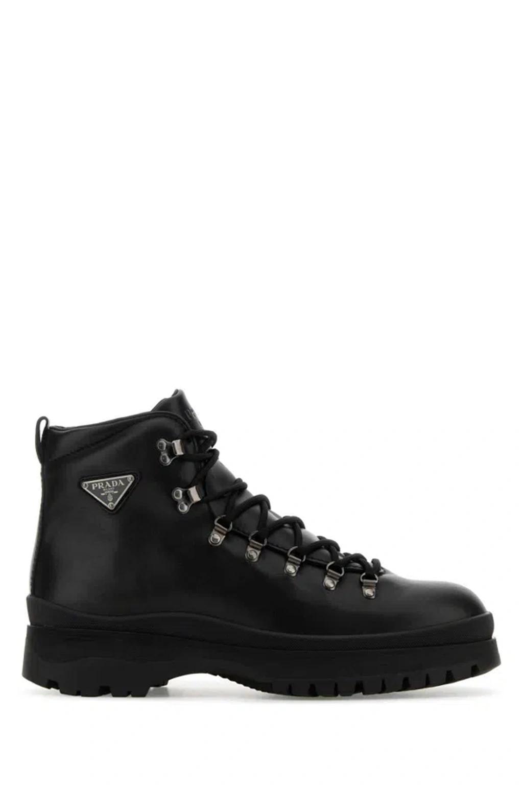 PRADA Man Black Leather Ankle Boots product image