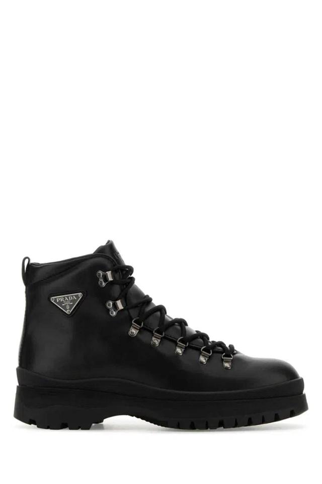 PRADA Sophisticated Black Leather Ankle Boots For Men Product Image