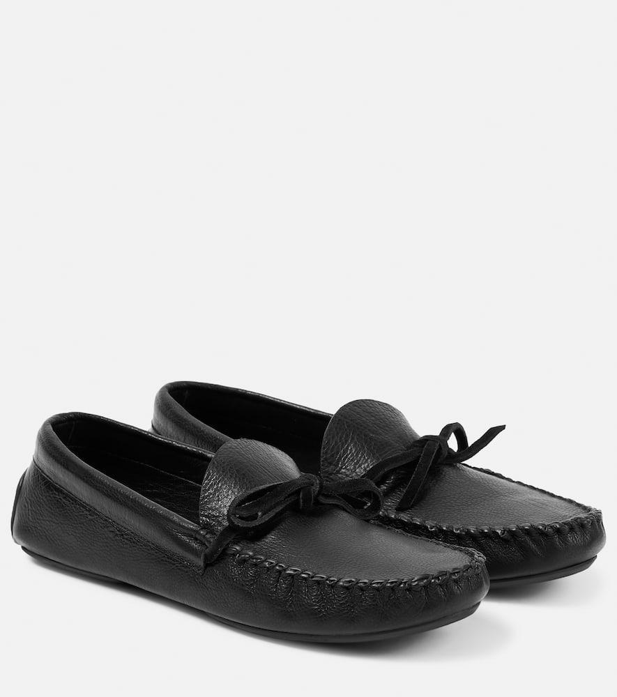 THE ROW Lucca Calfskin Mocassin Loafers In Schwarz Product Image