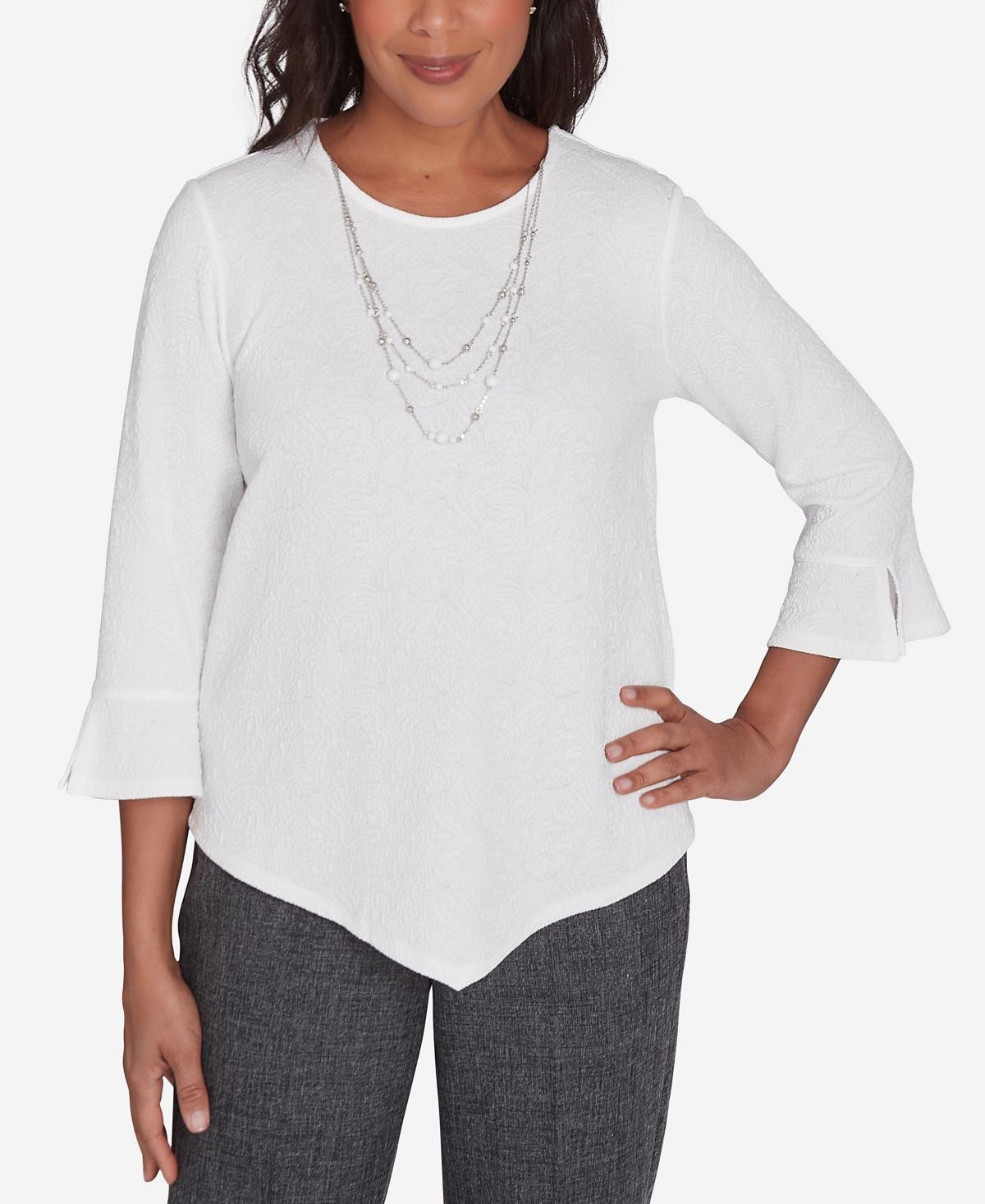 Womens Alfred Dunner Textured Top with a Detachable Necklace Product Image