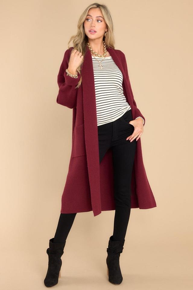 In My Cozy Era Oxblood Red Cardigan Rust Product Image