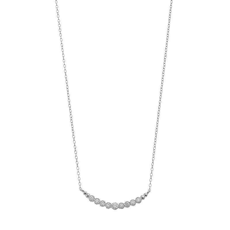 14k Gold Over Silver Cubic Zirconia Necklace, Womens Sterling Product Image