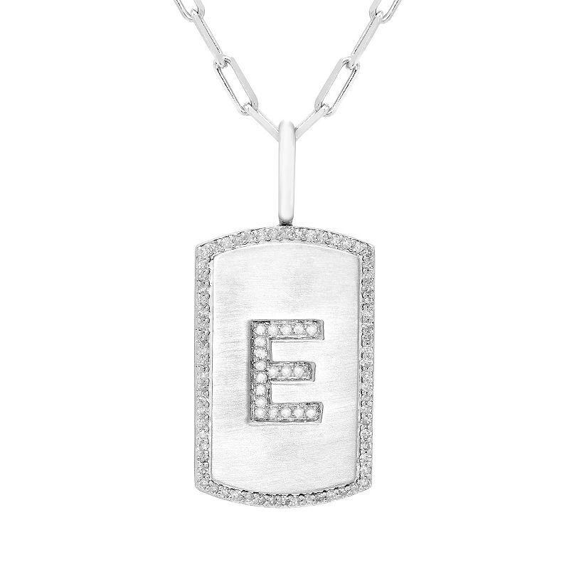 Its Personal Initial Sterling Silver & 1/4 Carat T.W. Diamond Dog Tag Necklace, Womens White Product Image