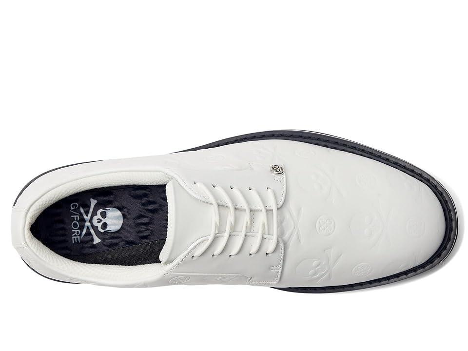 GFORE Men's Gallivanter Debossed Skull Ts Leather Golf Shoes (Snow/Onyx) Men's Shoes Product Image