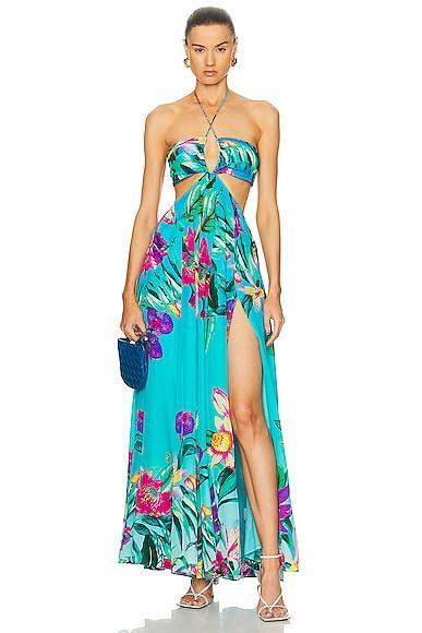 ROCOCO SAND Ocean Maxi Dress in Teal Product Image