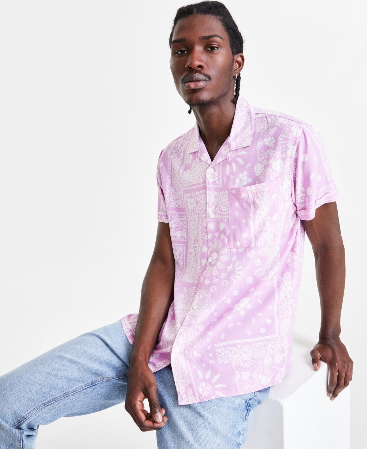 Sun + Stone Mens Klaus Short Sleeve Button-Front Printed Shirt, Created for Macys Product Image