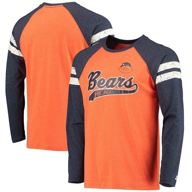 Mens Starter /Navy Chicago Bears Throwback League Raglan Long Sleeve Tri-Blend T-Shirt Product Image